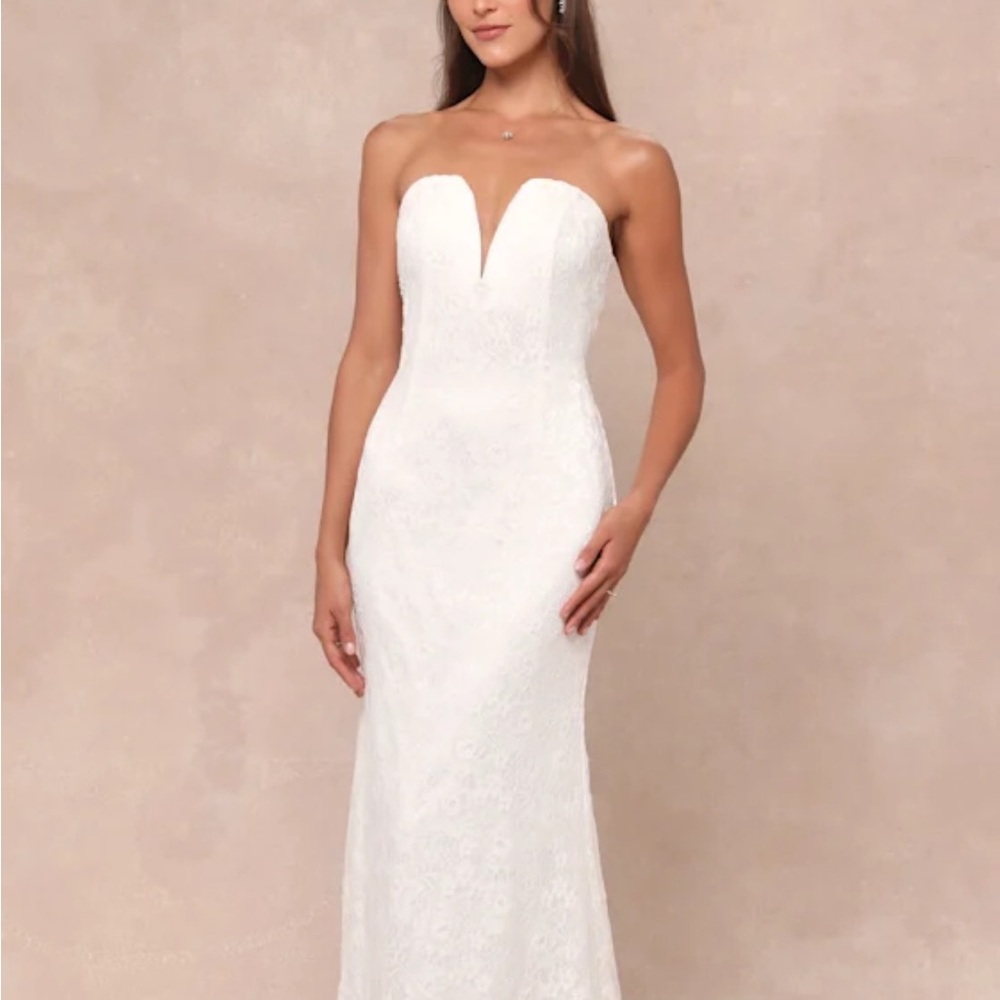 Lulu's White Strapless Wedding Gown